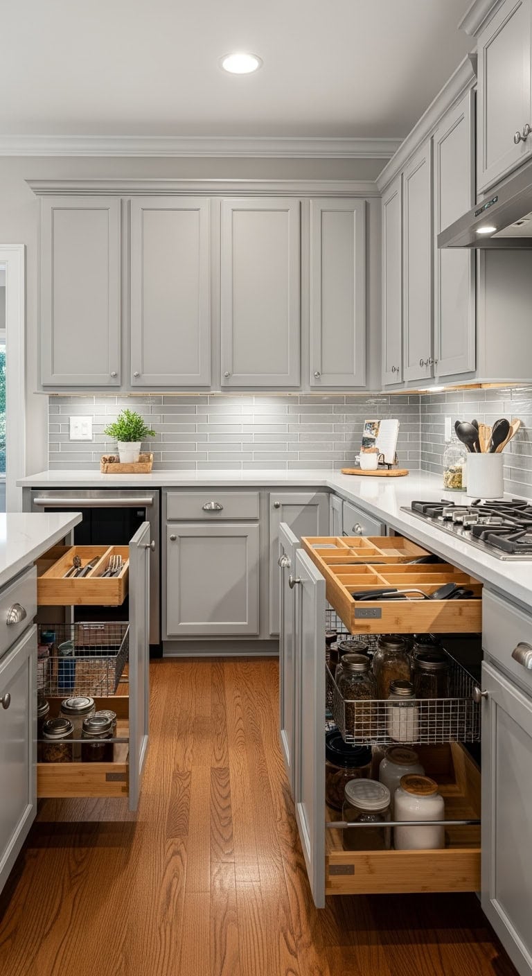 transitional pull out drawer organizers