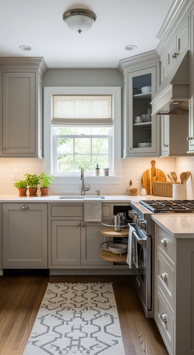 transitional u shaped compact kitchen