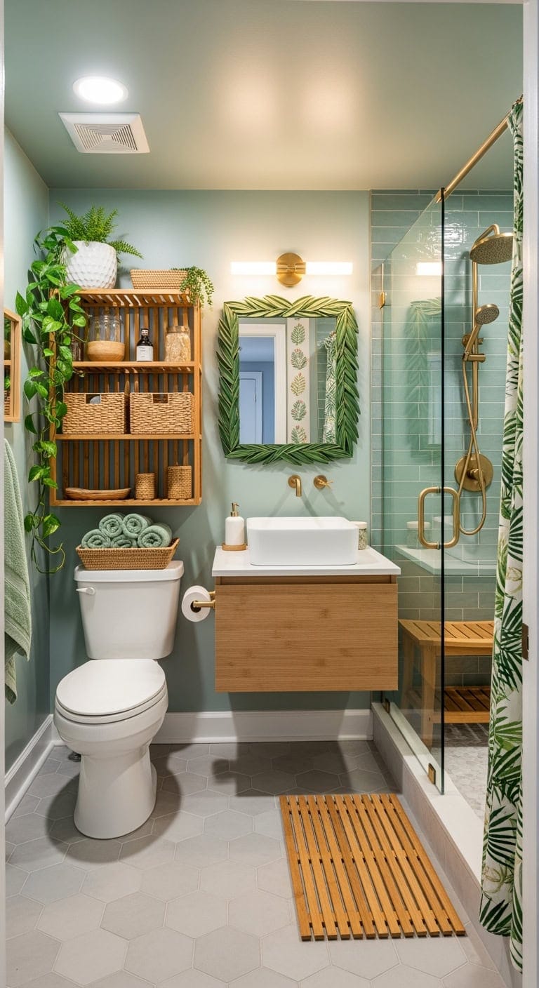 tropical bamboo basement bathroom