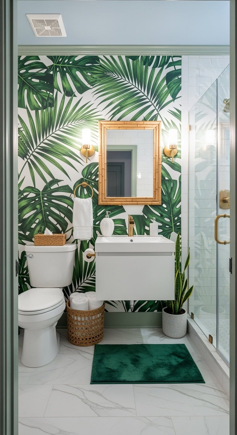 tropical palm leaf boutique bath