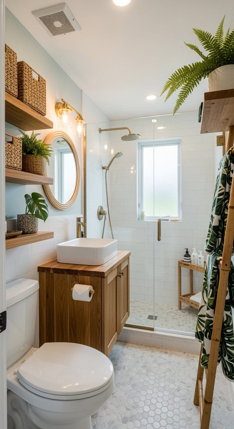 tropical teak spa shelves