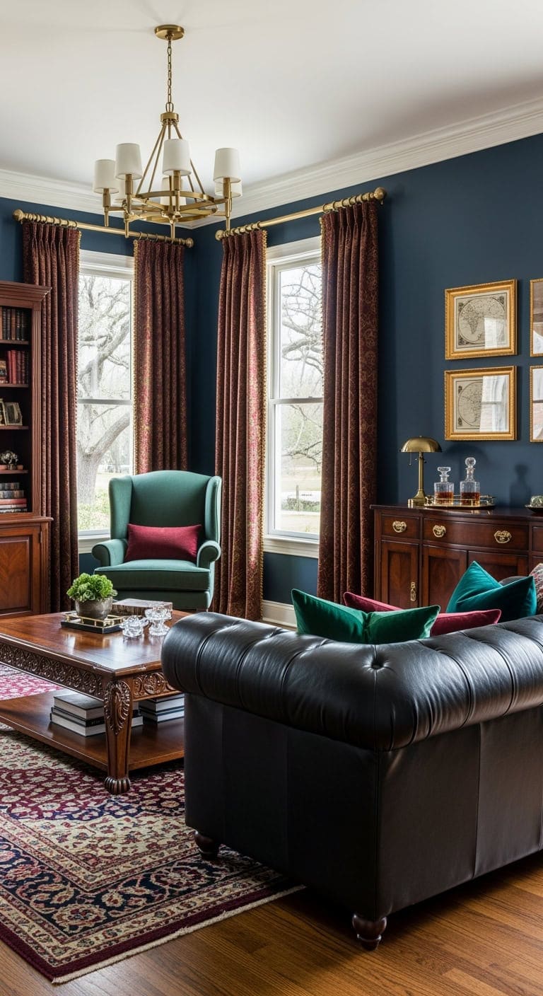 tufted leather library elegance