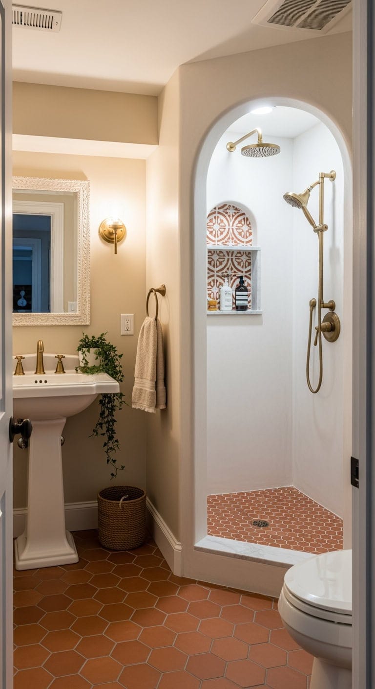tuscan arched basement shower