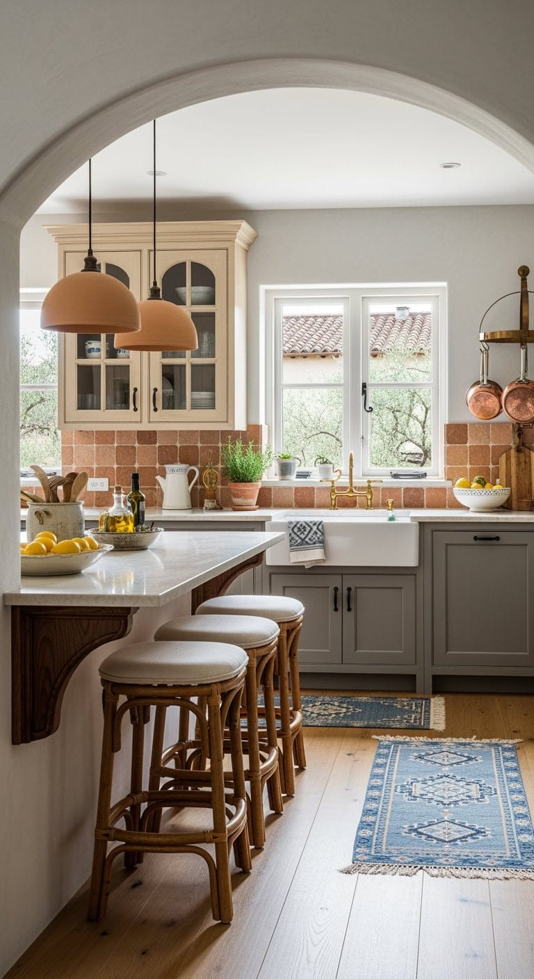 tuscan inspired arched peninsula warmth