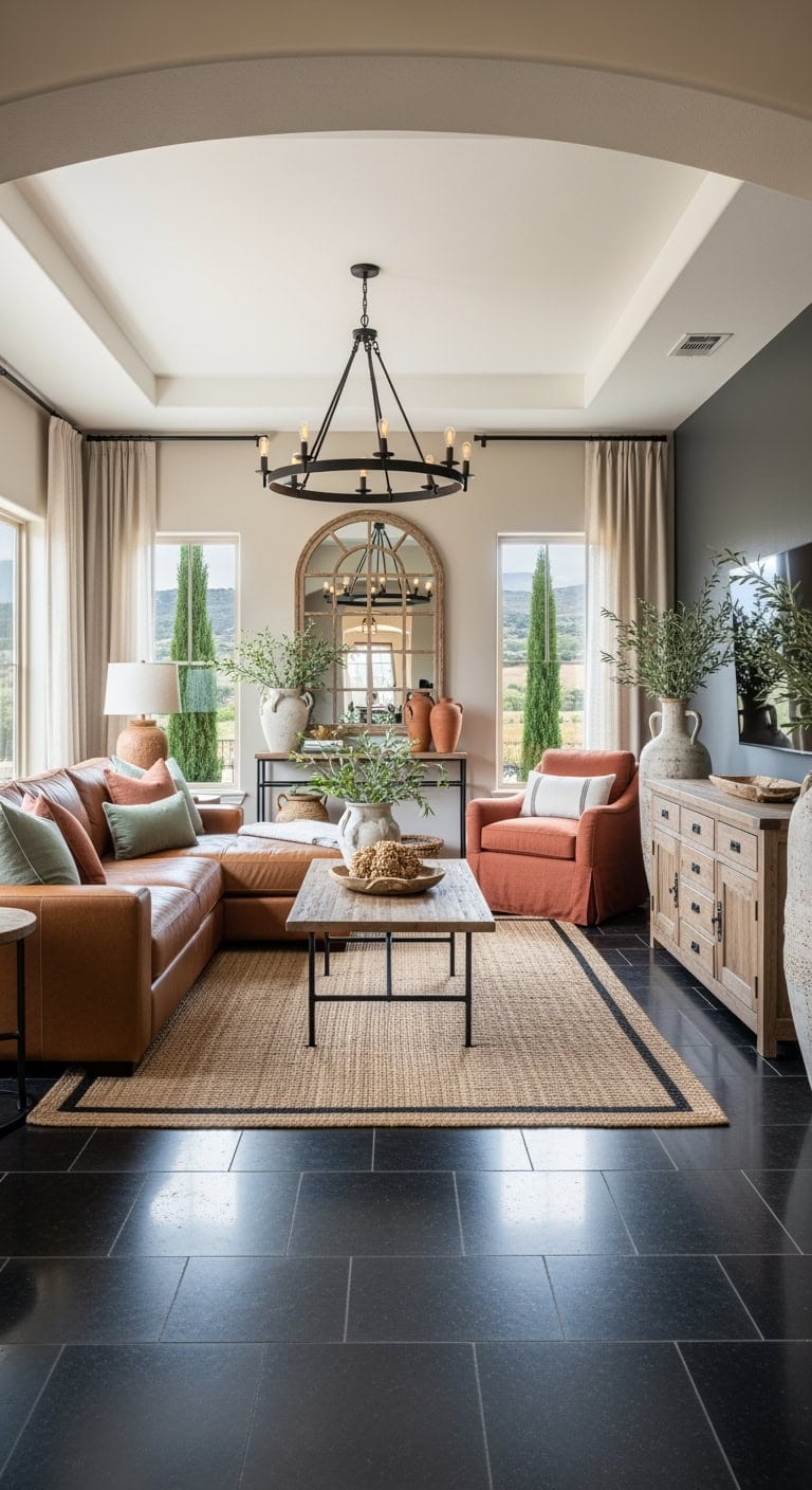 tuscan inspired terracotta and travertine