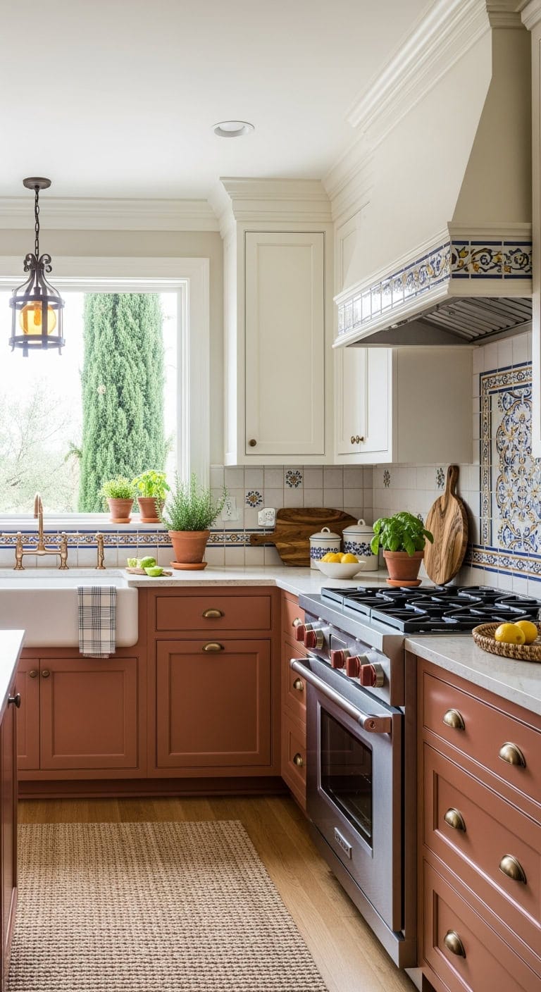 tuscan terracotta tiled kitchen