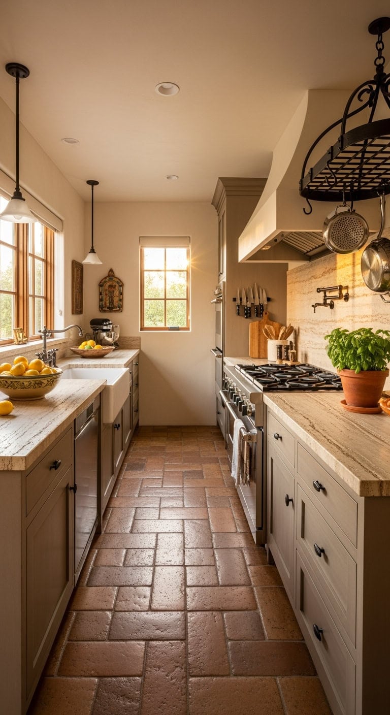 tuscan travertine warm kitchen