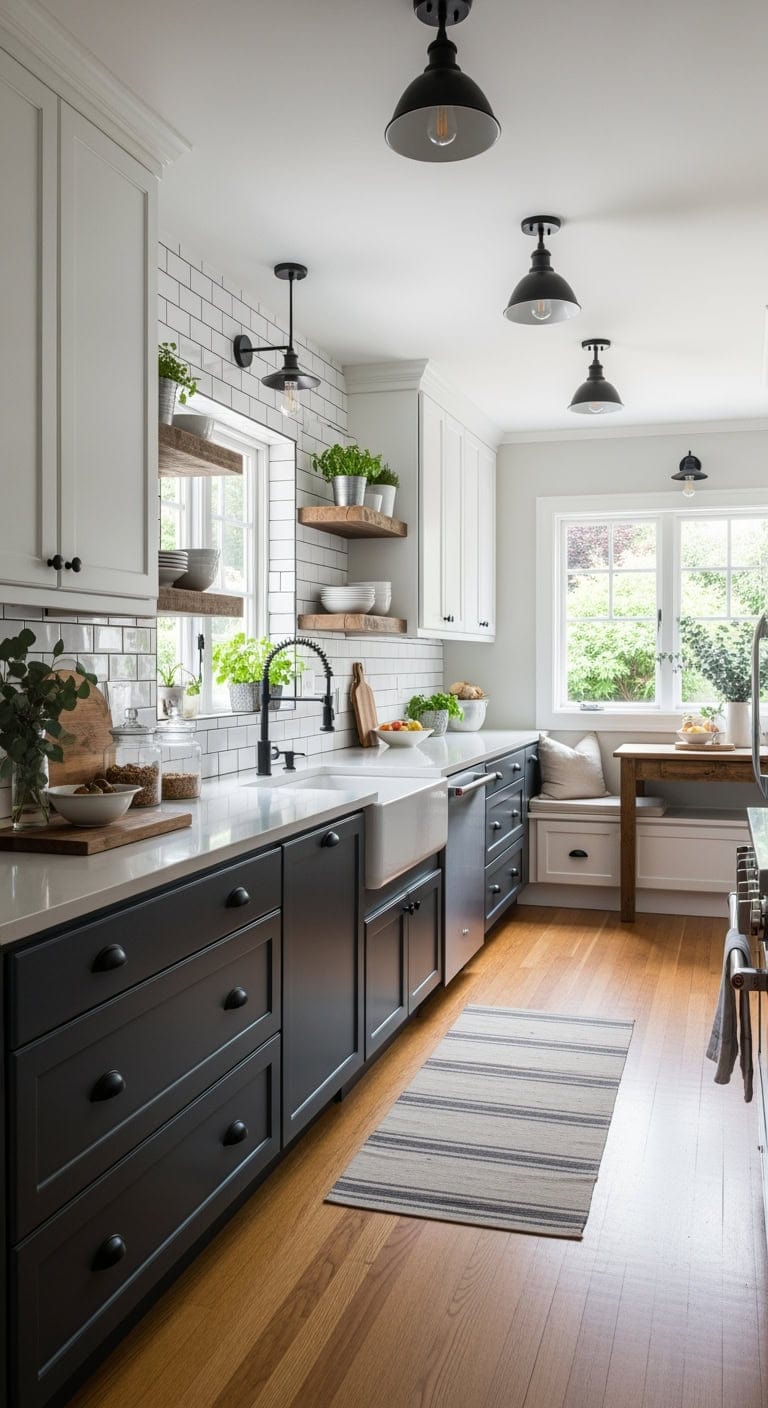 two tone modern farmhouse kitchen