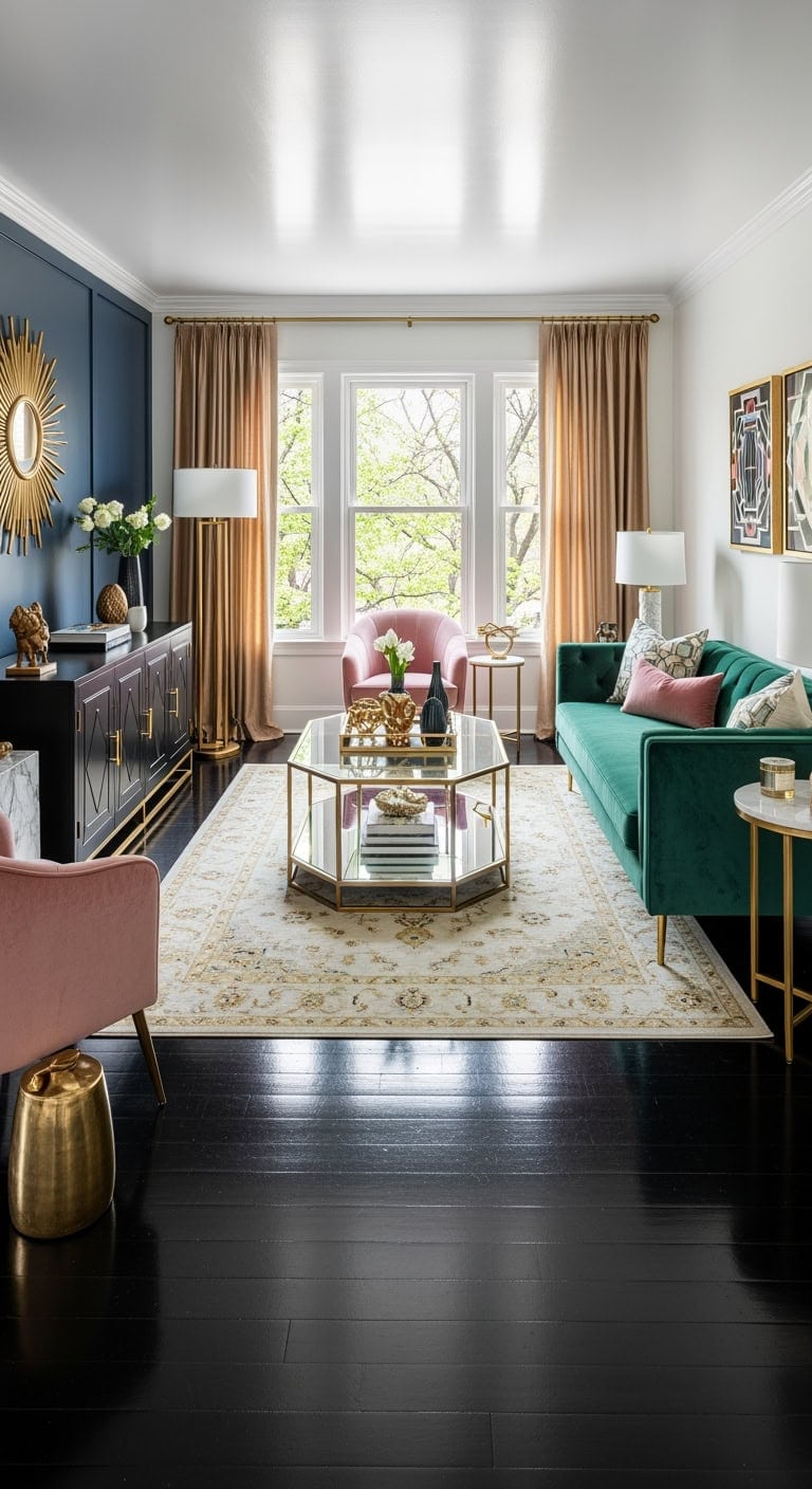 velvet black lacquered art deco