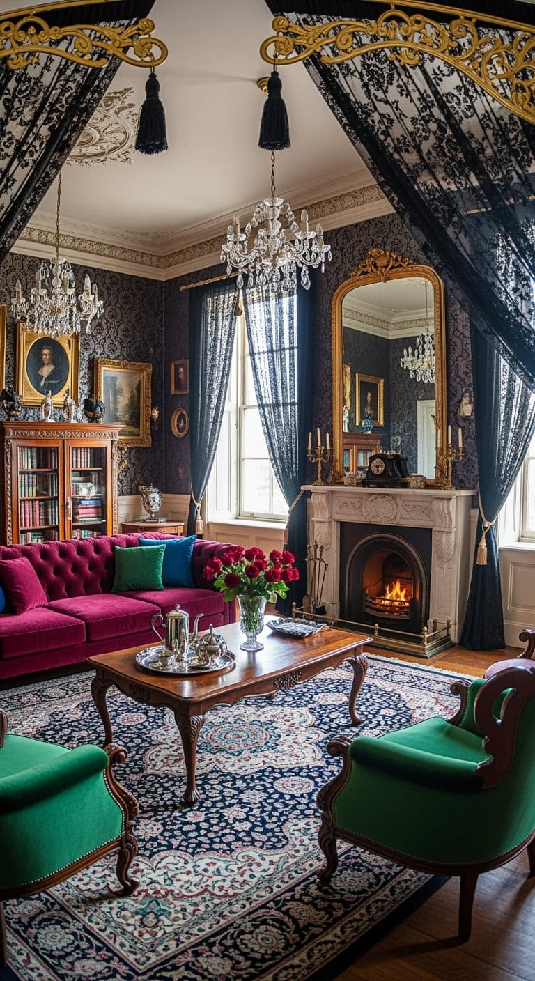 victorian black lace curtains