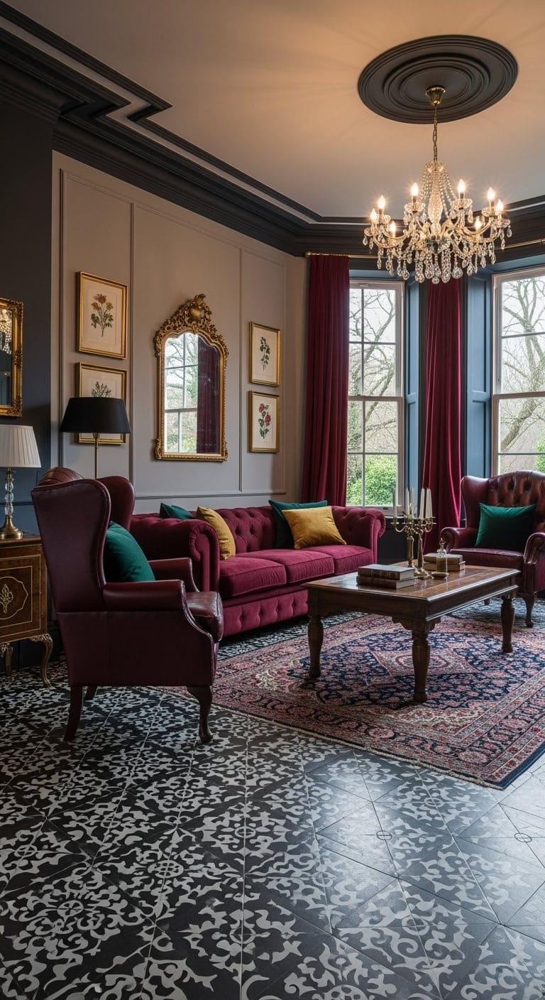 victorian burgundy black elegance