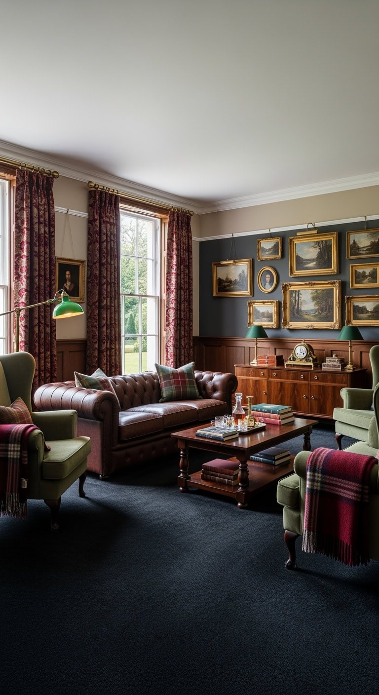 victorian inspired cozy tartan interiors