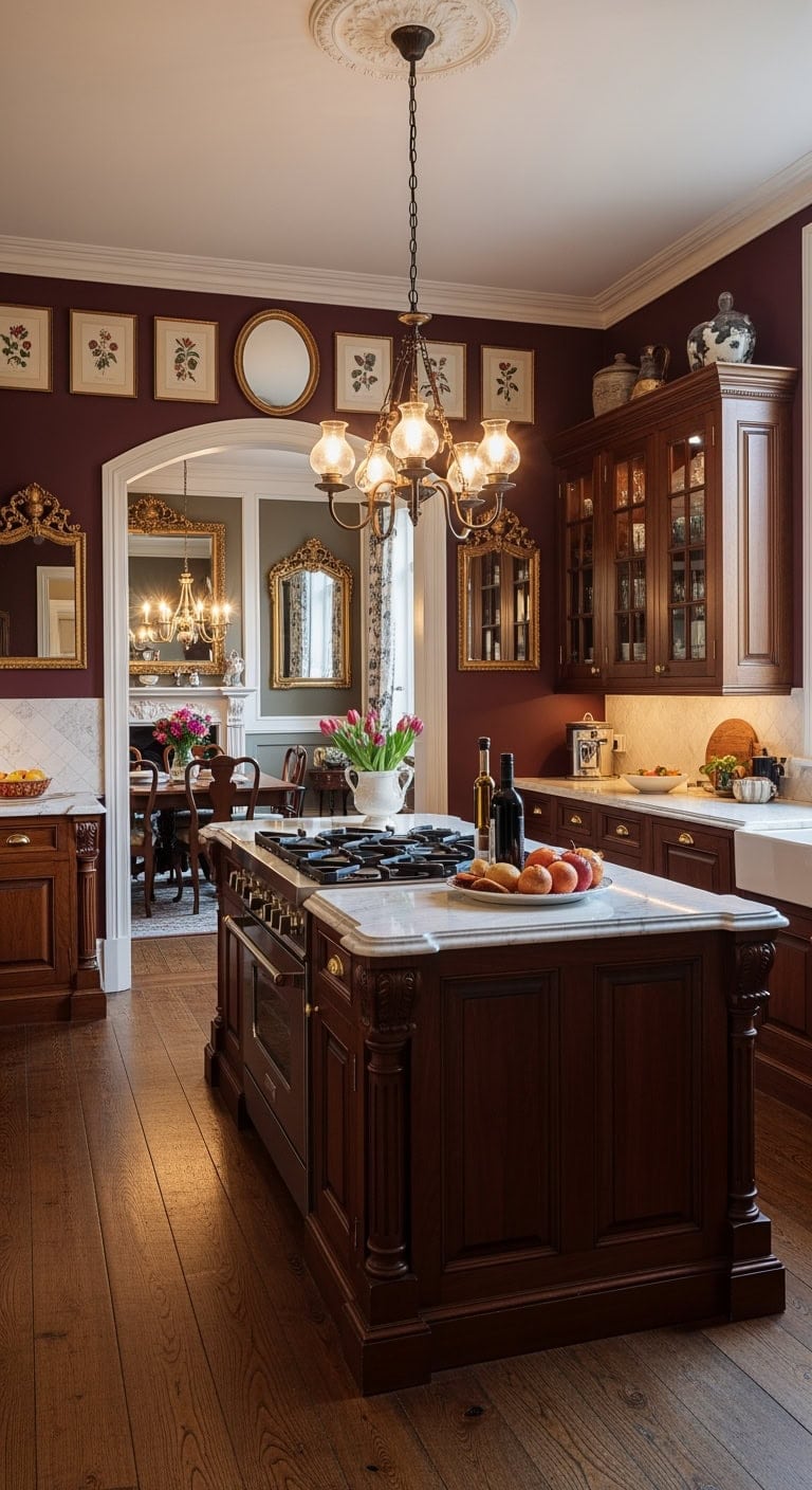 victorian ornate columns defining zones