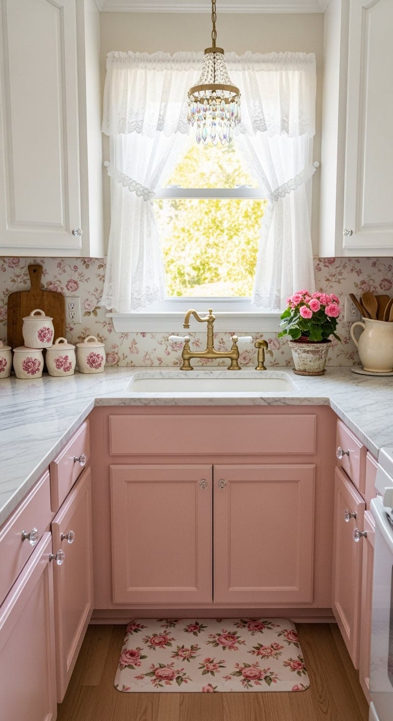 vintage blush romantic kitchen