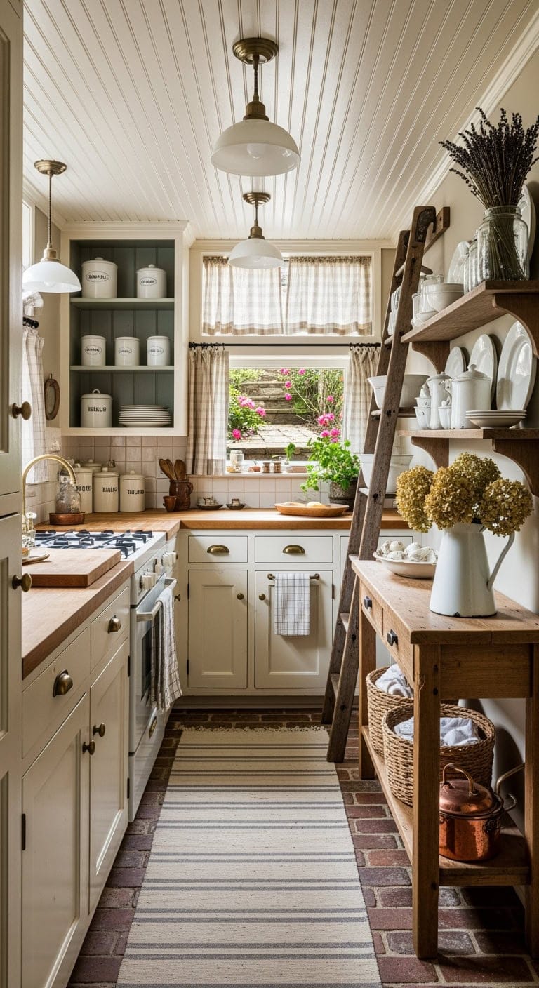 vintage cottage basement kitchen
