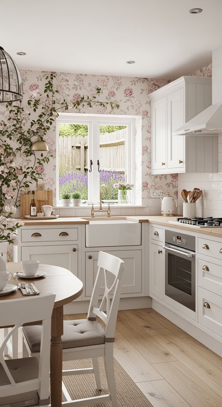 vintage floral cottage kitchen