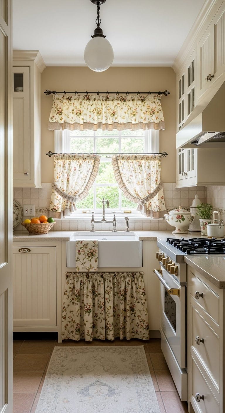 vintage floral cottage kitchen