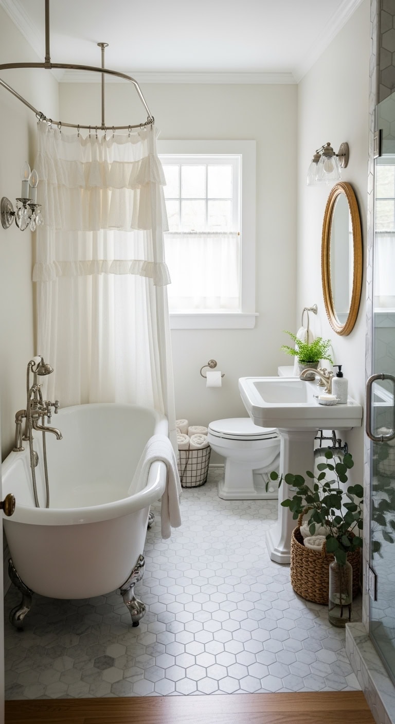 vintage french cottage bathroom