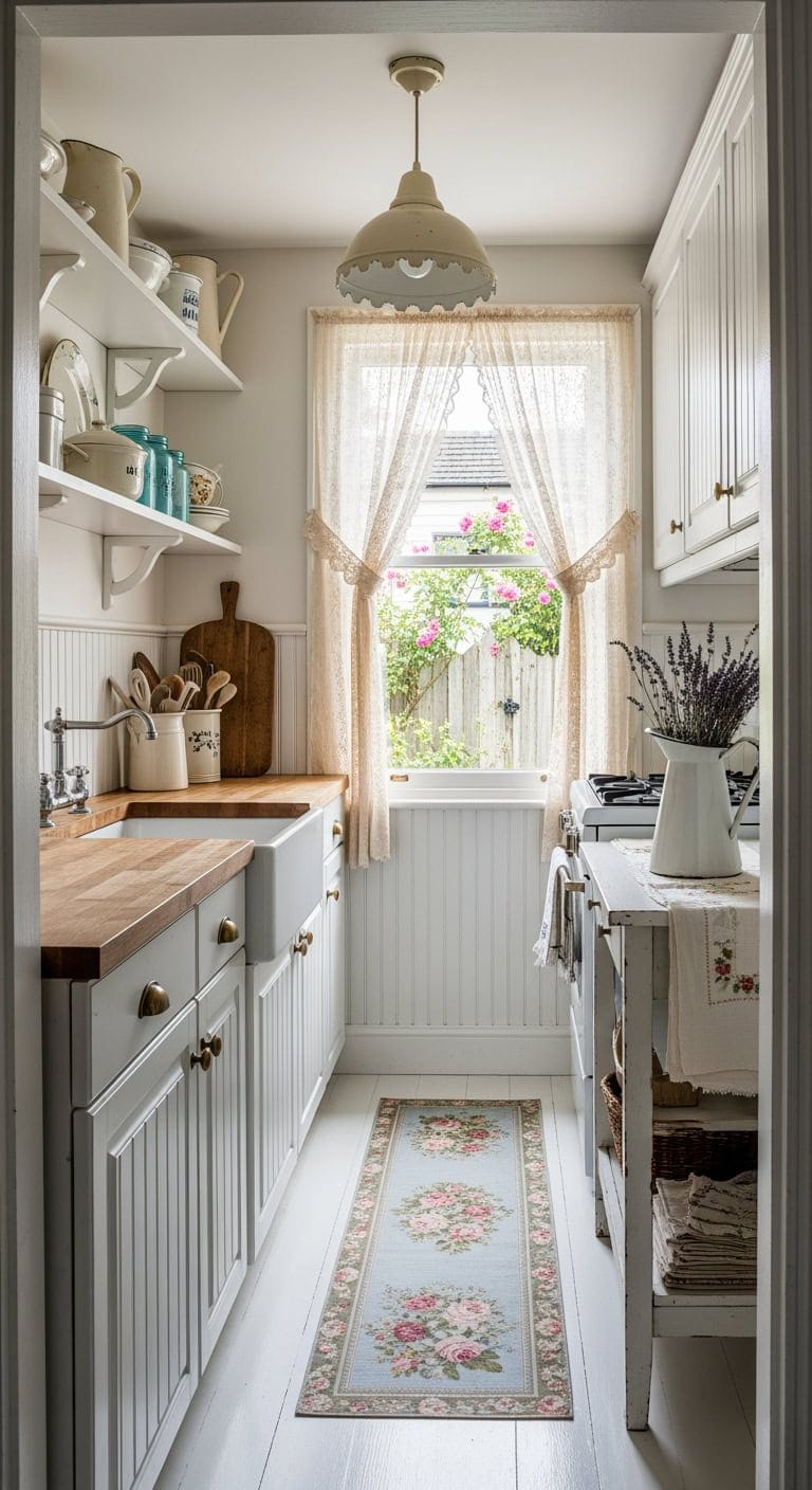 vintage inspired distressed white kitchens