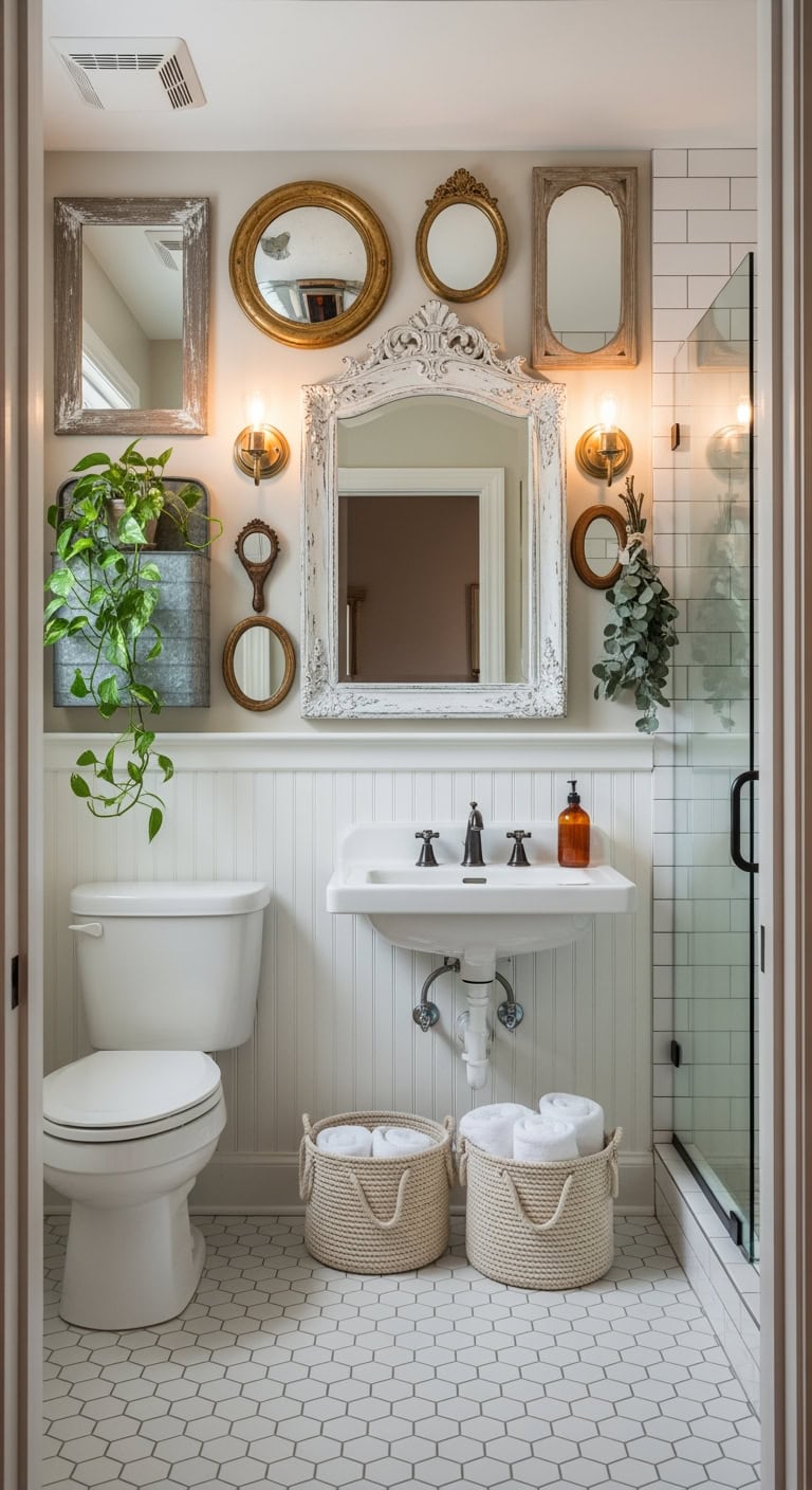 vintage mirror gallery lighting