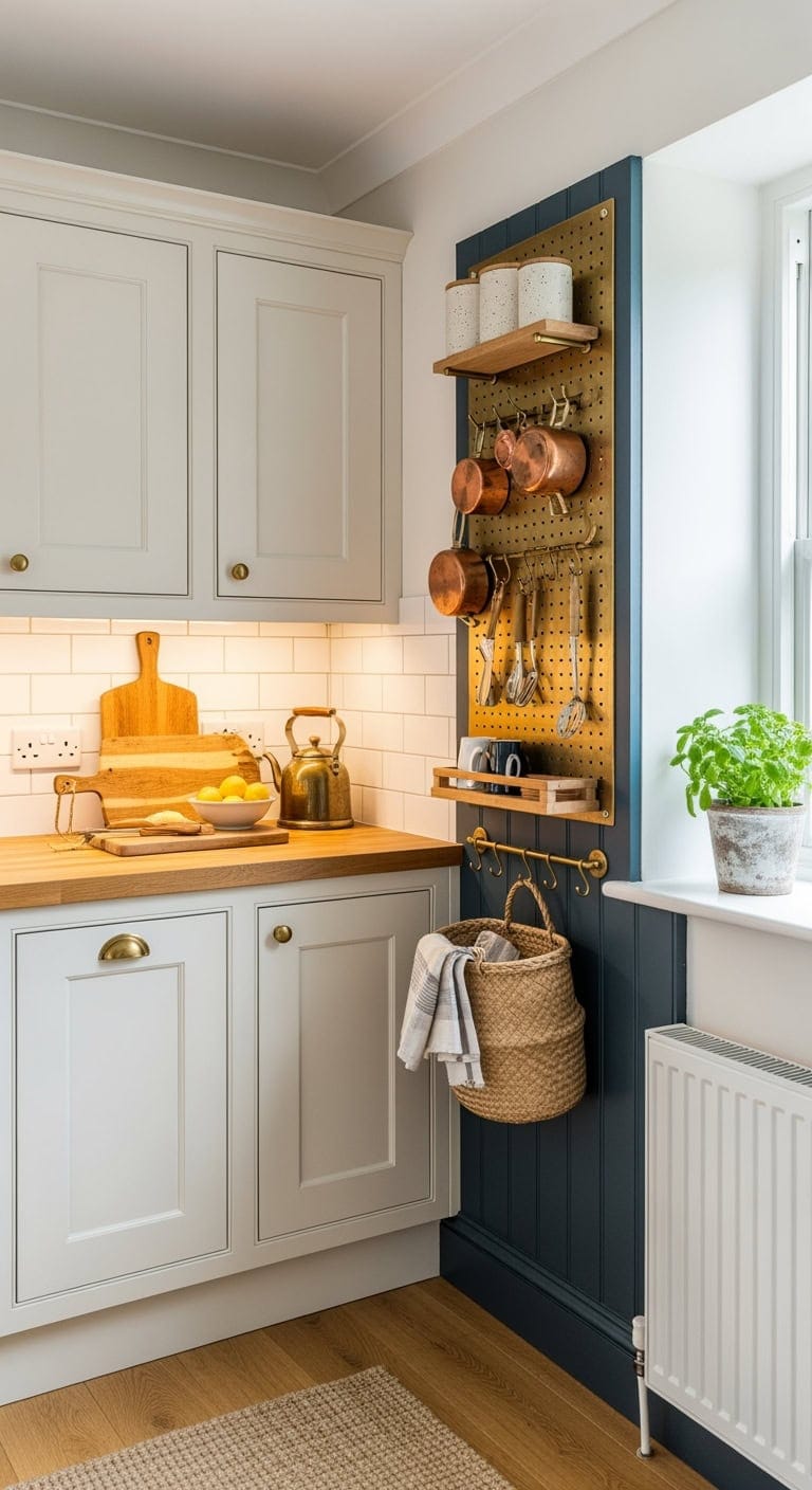 vintage pegboard art storage