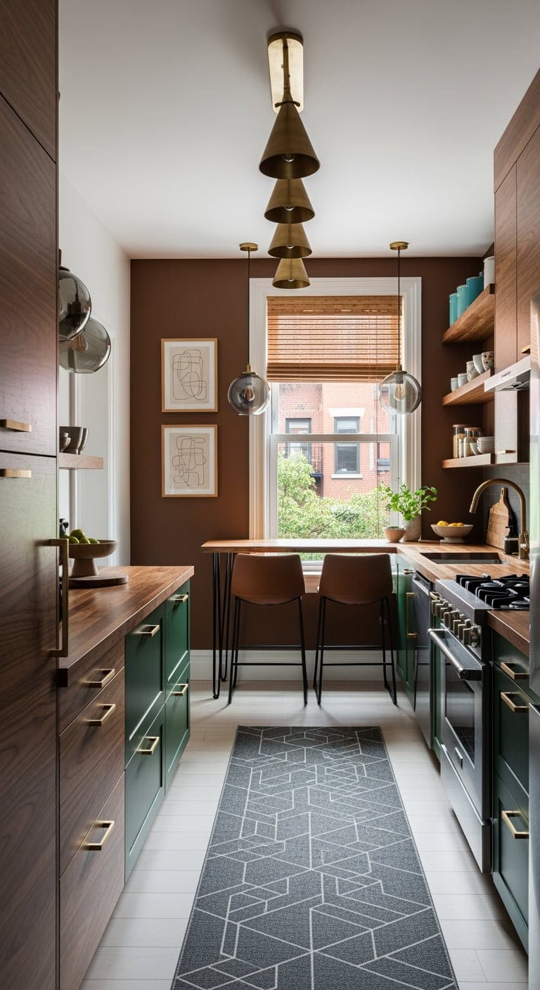 walnut forward moody modern kitchen