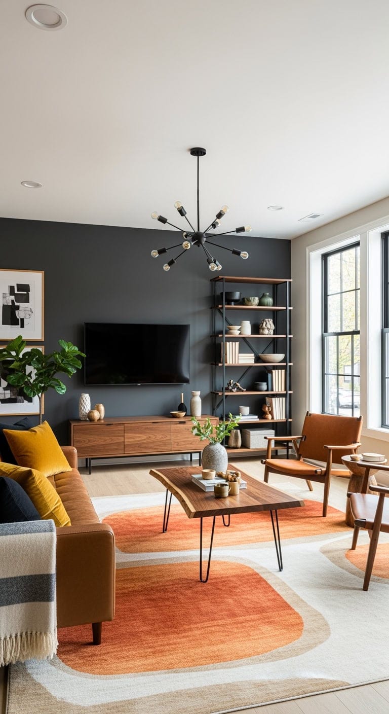 walnut furniture with matte black