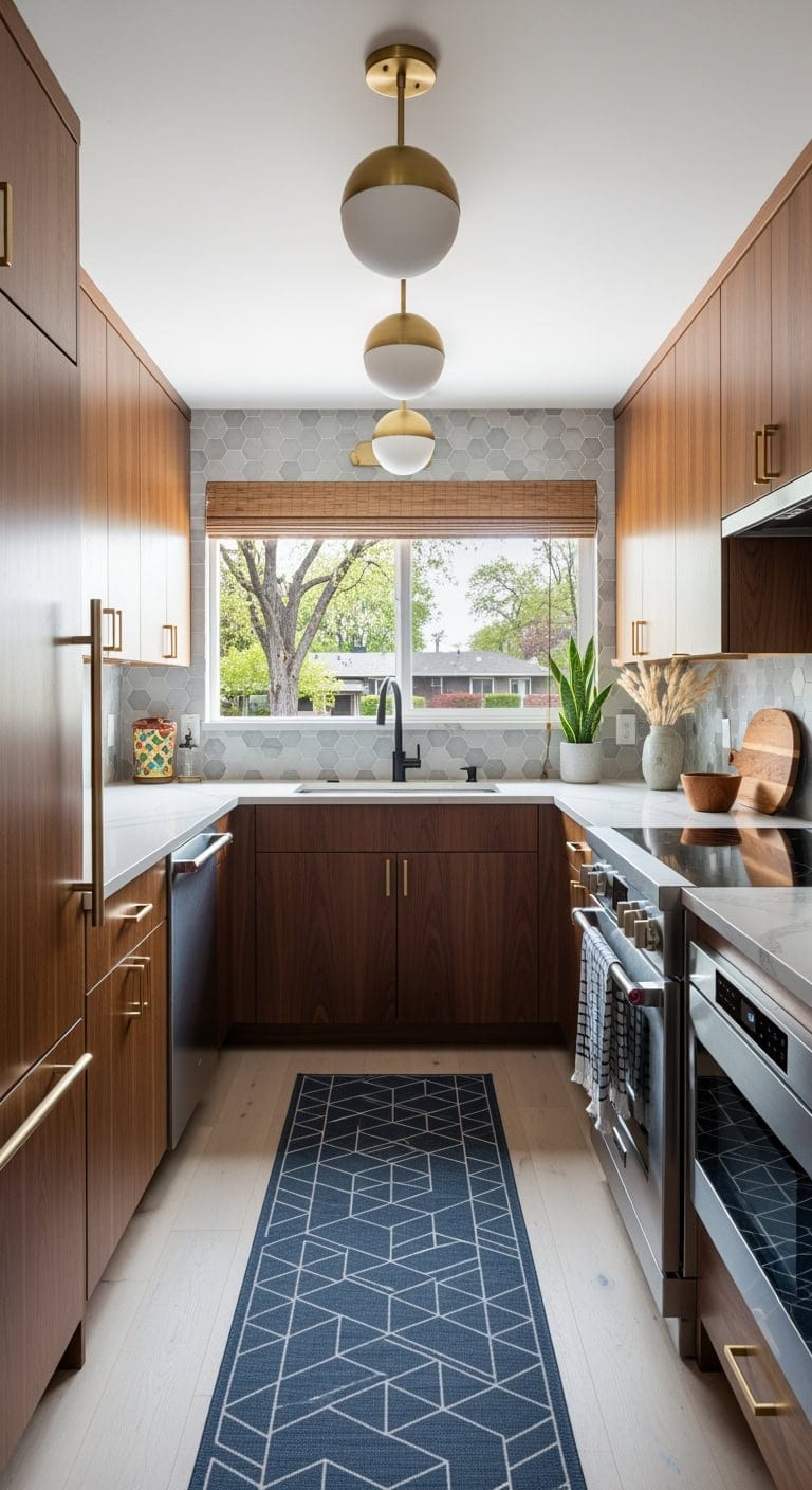 walnut galley with integrated storage