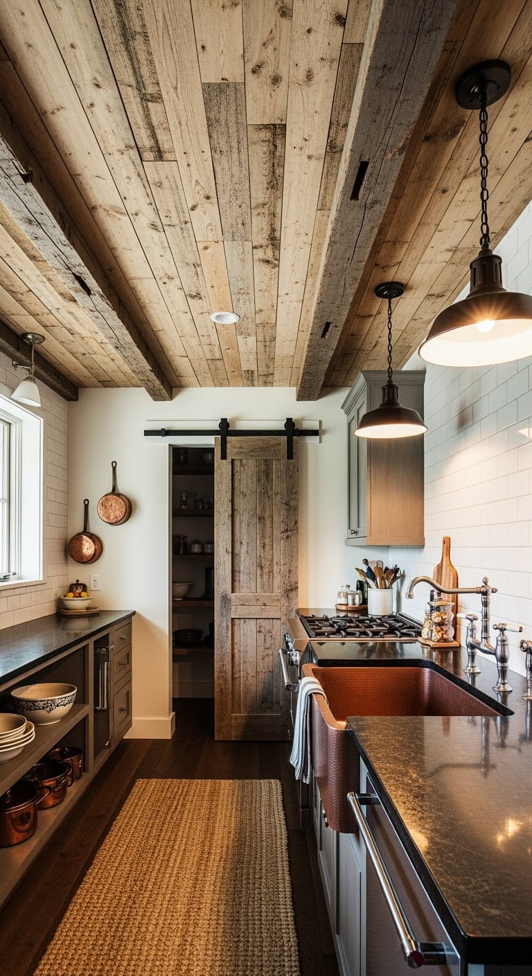 warm rustic wood ceiling