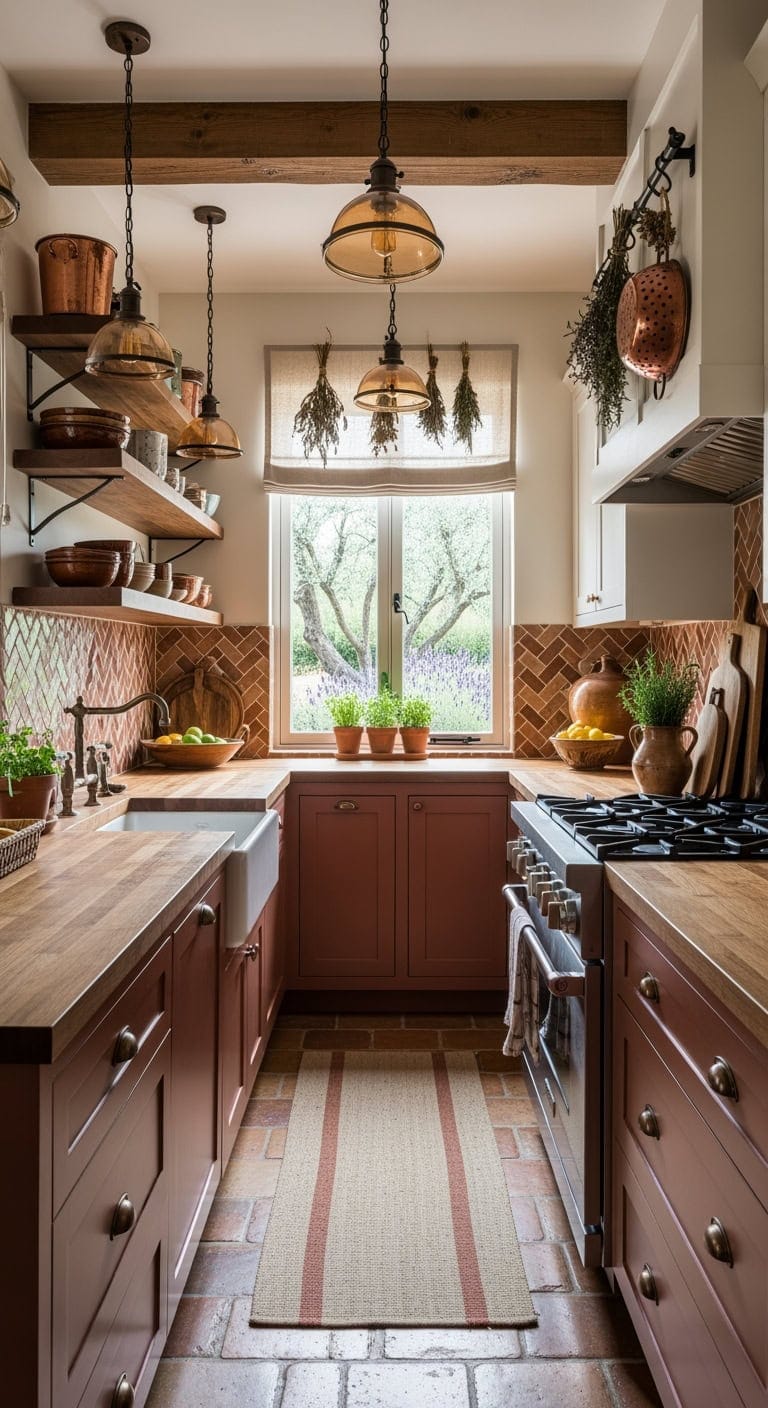 warm terracotta tuscan kitchen