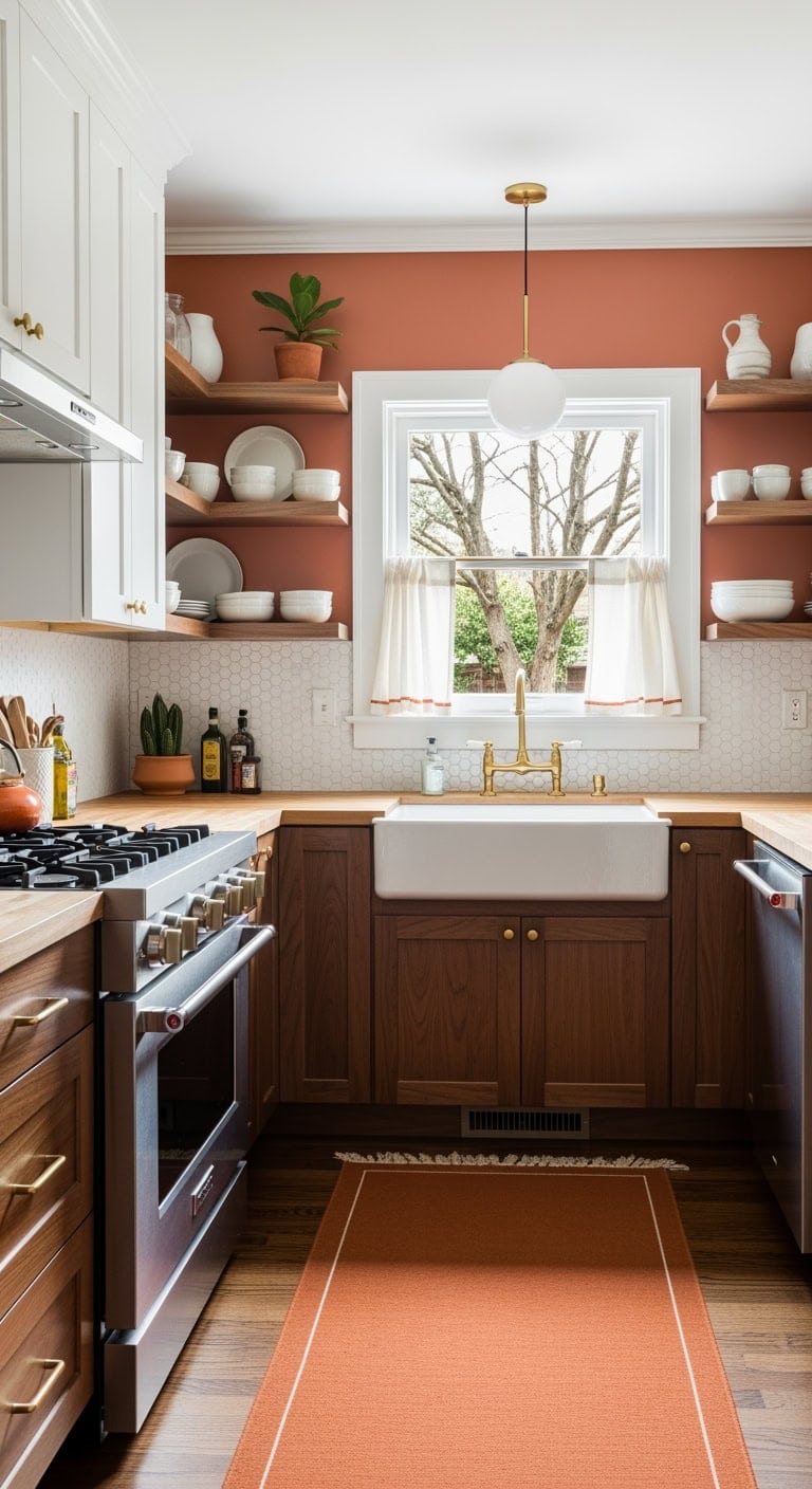 warm walnut mid century kitchen