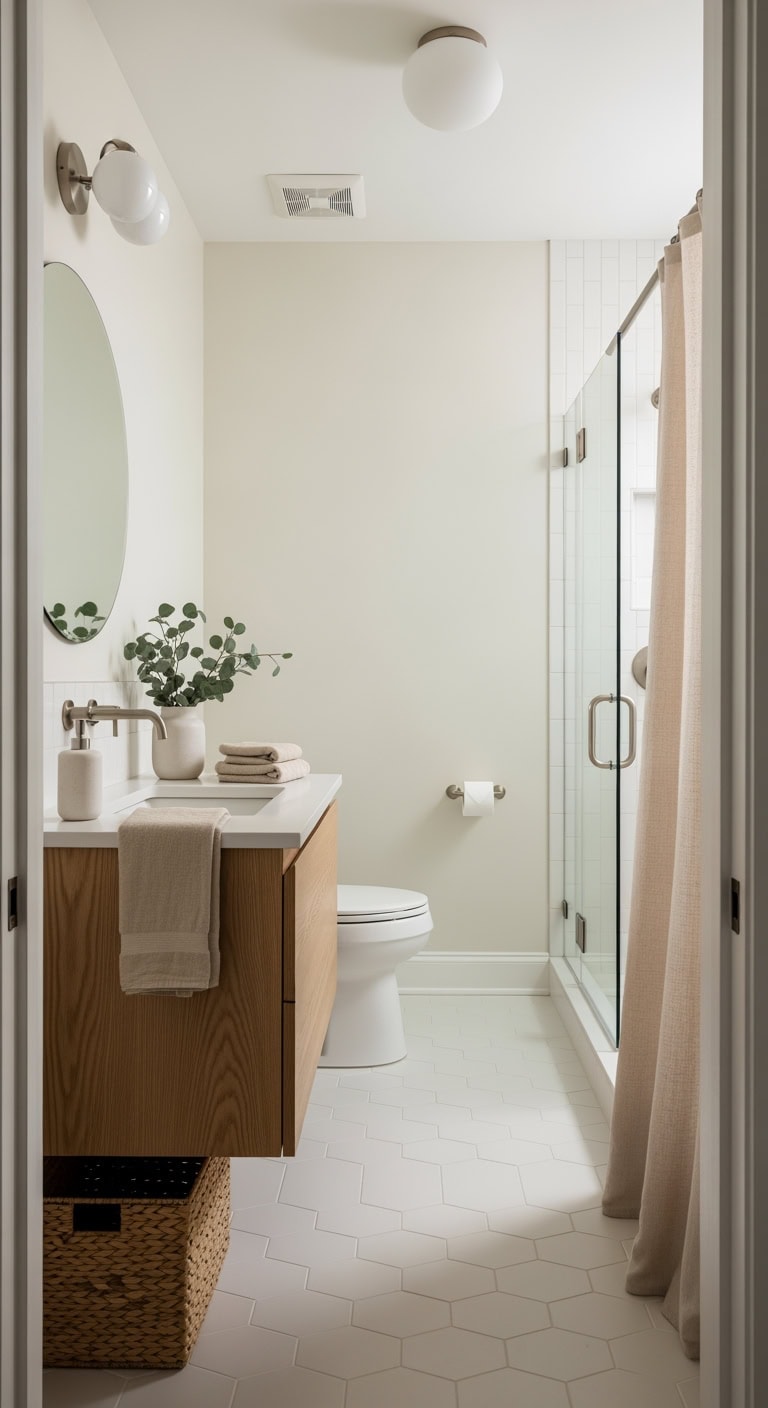 warm white oak serenity bathroom