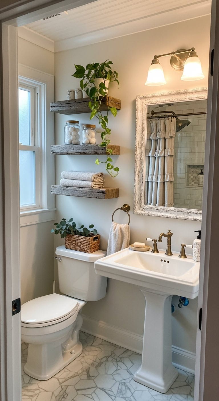 weathered wooden cottage shelves