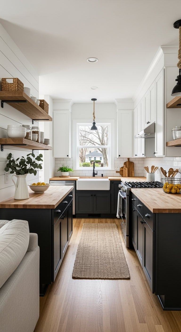 white shiplap farmhouse kitchen