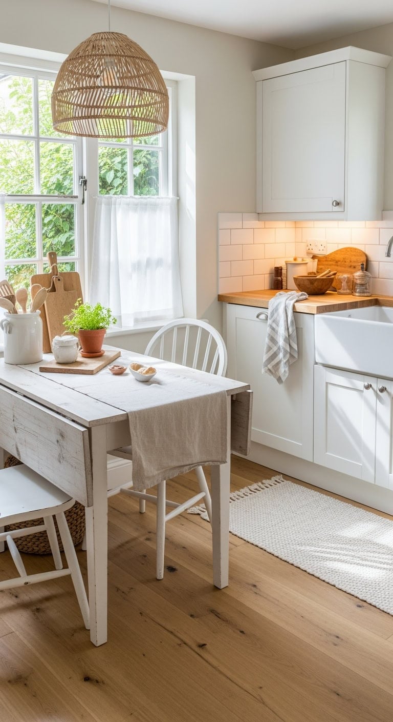 whitewashed drop leaf farmhouse charm