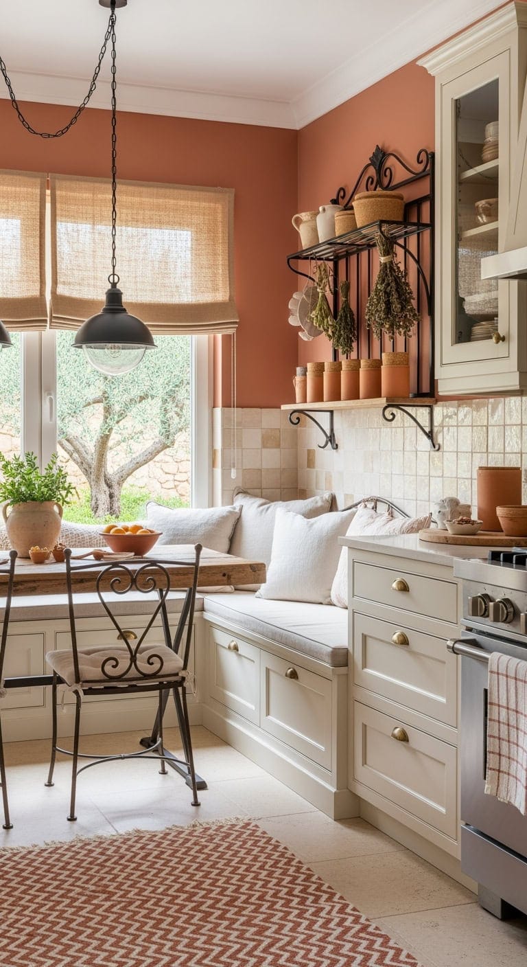 wrought iron terracotta mediterranean nook