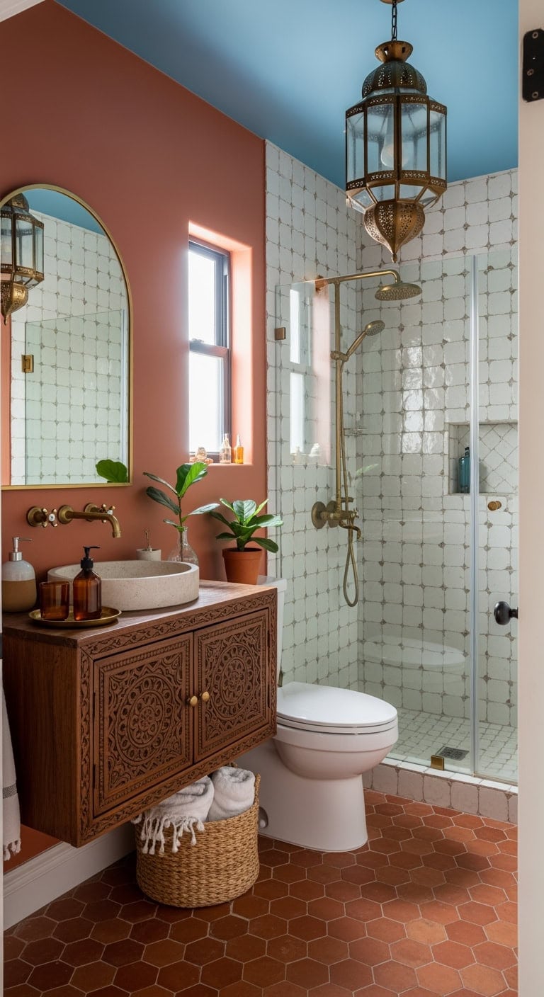 zellige tiles and brass