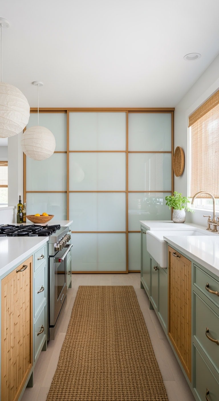 zen bamboo galley kitchen