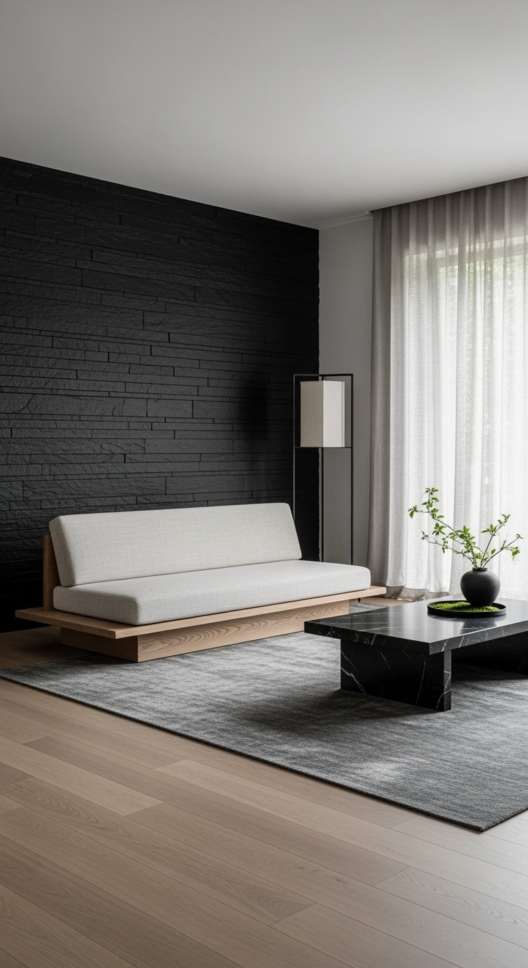 zen inspired black stone minimalism