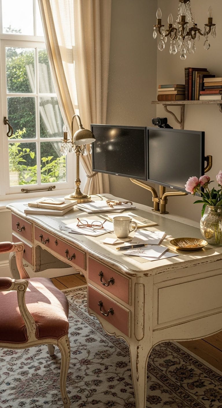 antique ivory dusty rose