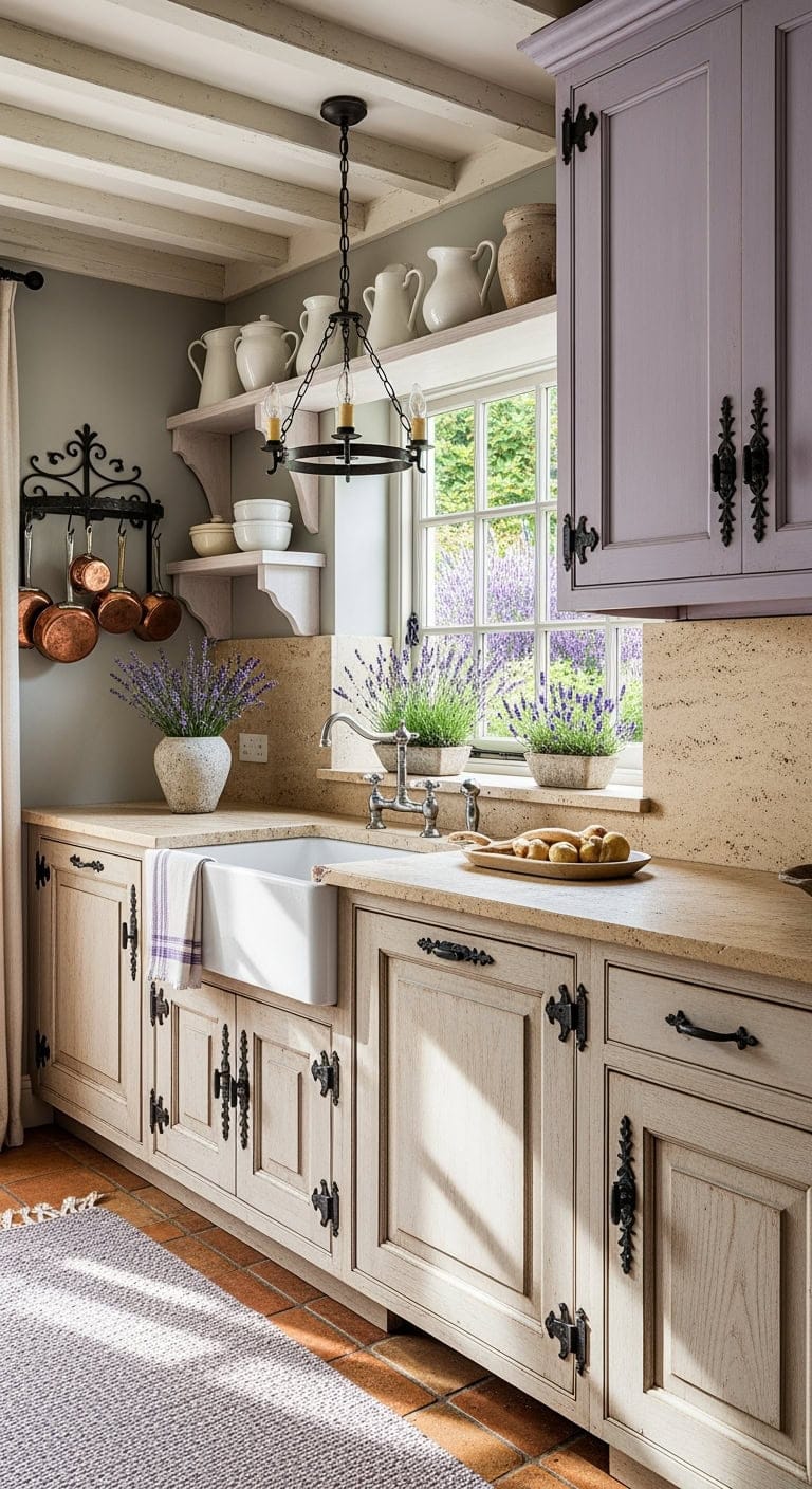 antique white lavender farmhouse