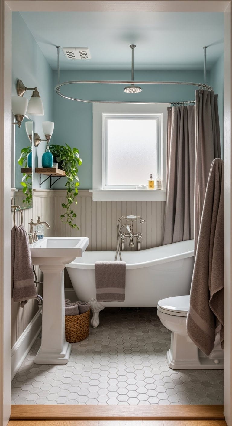 aqua taupe clawfoot sanctuary