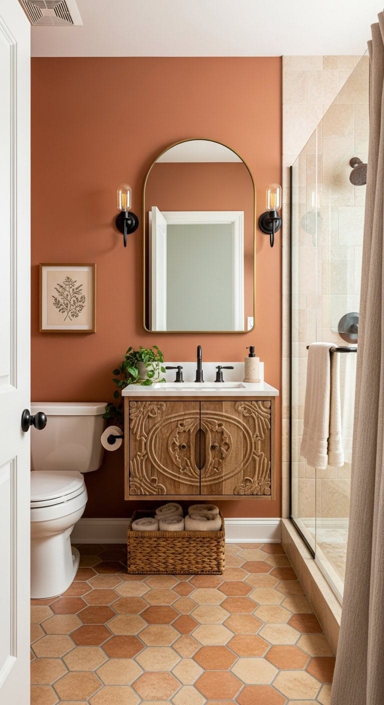 arched mirror terracotta warmth