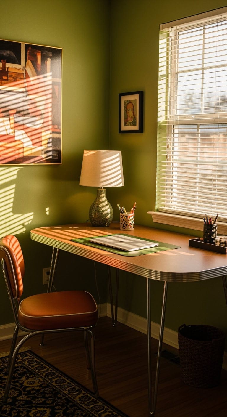 avocado burnt orange retro den