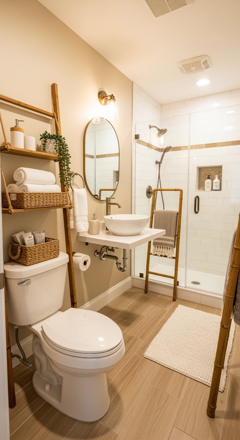 bamboo and honey pine ladder