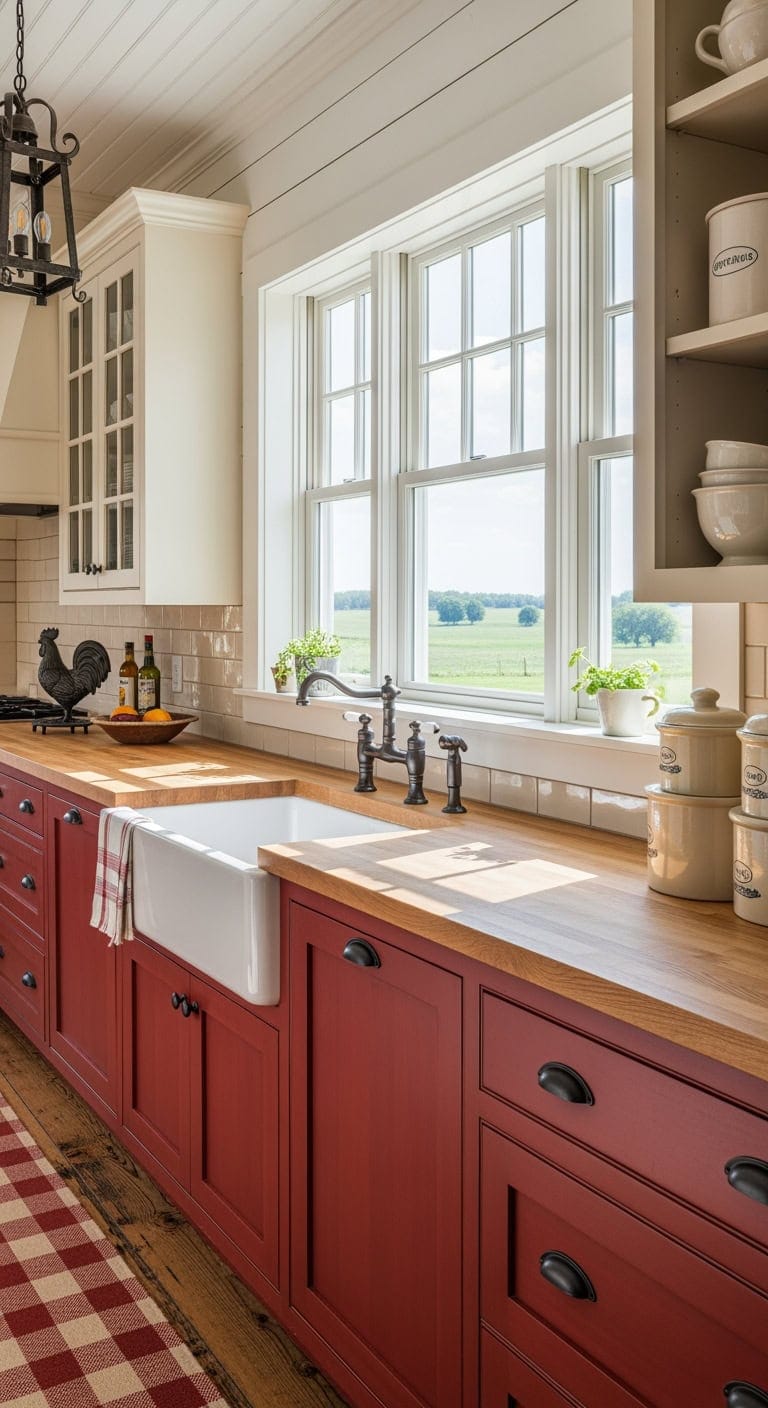 barn red and ivory farmhouse