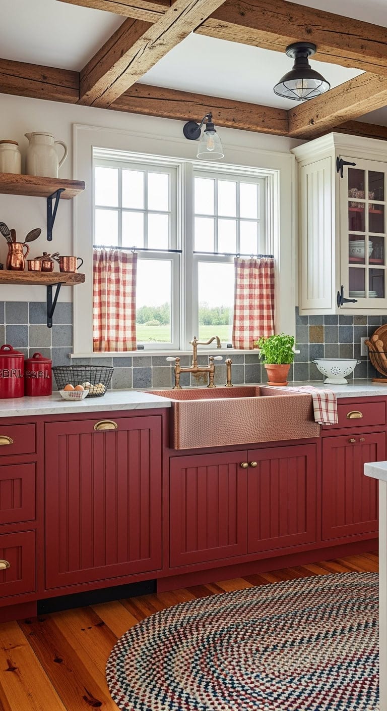 barn red farmhouse kitchen charm