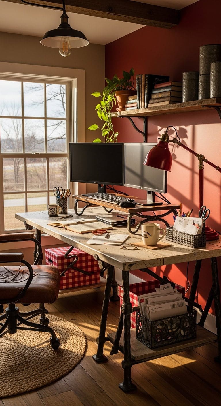 barn red weathered white workspace