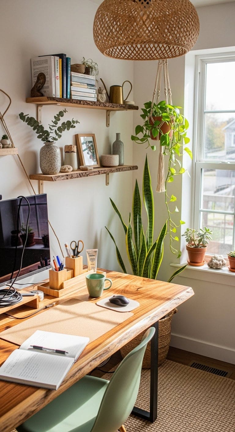 biophilic terracotta green workspace