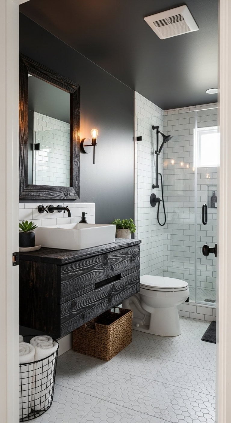 blackened wood contrast